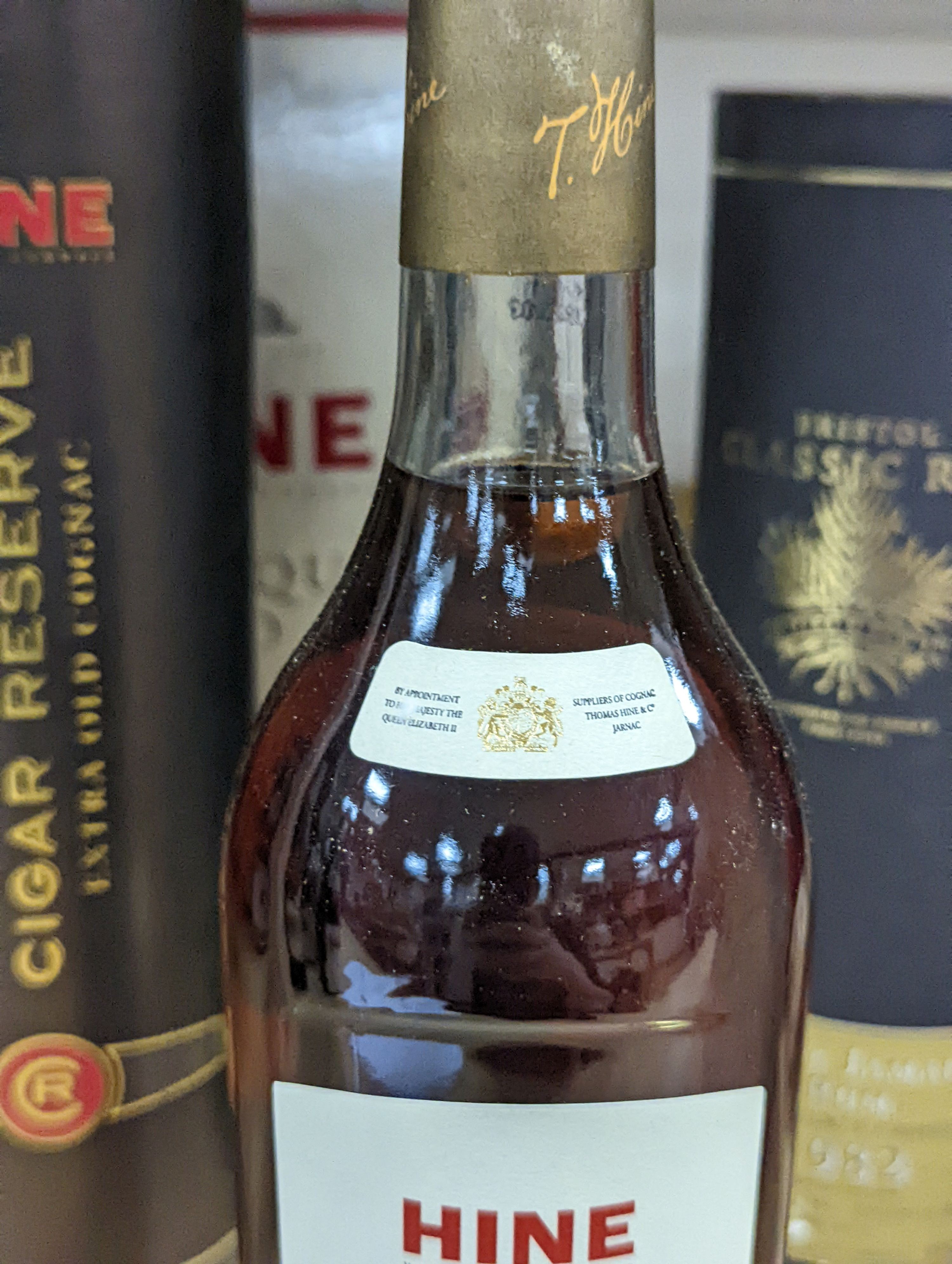 A boxed magnum of Hine Antique XO Cognac Grand Champagne Premier Cru, a boxed Hine Cigar Reserve Extra Old Cognac and one boxed Bristol Classic Rum Finest Jamaican Rum Directoe's Choice 1982.